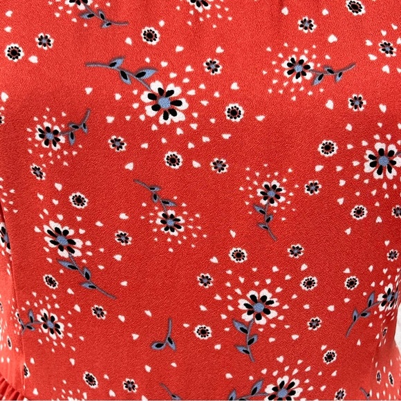 LC Lauren Conrad orange floral print dress with scalloped collar. Size 12 - Picture 15 of 16
